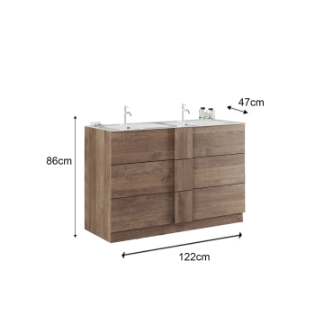 Mueble de baño JUPITER con doble lavabo y 2 o 3 cajones 