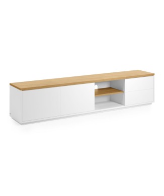Mueble TV Abilen 2 puertas 2 cajones chapa blanca 200 x 44 cm FSC 100%