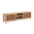 Mueble TV Beyla de 2 puertas en madera maciza y chapa de roble 180 x 49,5 cm FSC100%