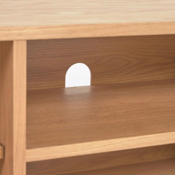 Mueble de TV Beyla de 2 puertas en madera maciza y chapa de roble 180 x 49,5 cm FSC100%