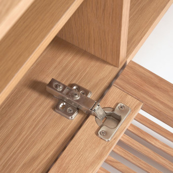 Mueble TV Beyla de 2 puertas en madera maciza y chapa de roble 180 x 49,5 cm FSC100%