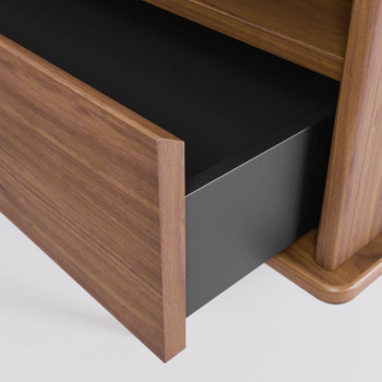 Mueble de TV Carolin con 1 puerta y 1 cajón, chapa de nogal, 180 x 63,5 cm