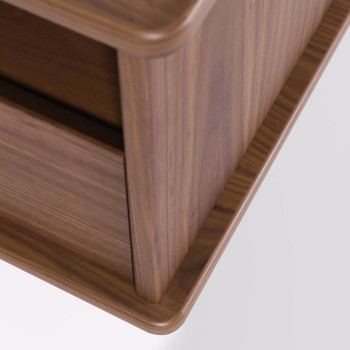 Mueble de TV Carolin con 1 puerta y 1 cajón, chapa de nogal, 180 x 63,5 cm