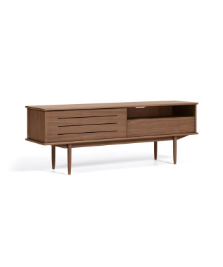 Mueble de TV Carolin con 1 puerta y 1 cajón, chapa de nogal, 180 x 63,5 cm