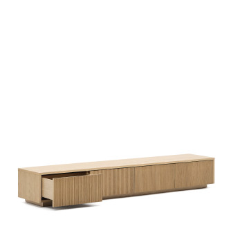 Mueble de TV Helvine con 4 cajones chapa de roble 200 x 30 cm FSC 100%