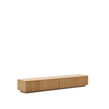 Mueble para TV Helvine de 4 cajones, chapa de roble, 200 x 30 cm, FSC 100%.