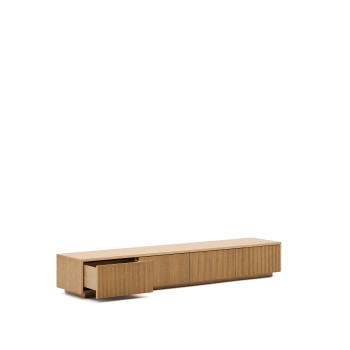 Mueble para TV Helvine de 4 cajones, chapa de roble, 200 x 30 cm, FSC 100%.