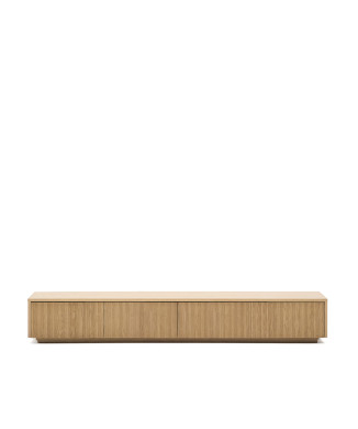 Mueble de TV Helvine con 4 cajones chapa de roble 200 x 30 cm FSC 100%