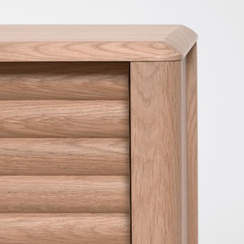 Mueble de TV Lenon de 2 puertas en madera maciza y chapa de roble 200 x 57 cm FSC MIX Crédito