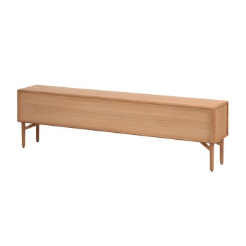 Mueble de TV Lenon de 2 puertas en madera maciza y chapa de roble 200 x 57 cm FSC MIX Crédito