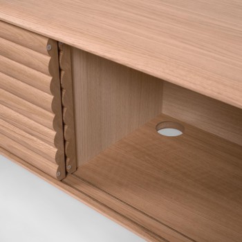 Mueble de TV Lenon de 2 puertas en madera maciza y chapa de roble 200 x 57 cm FSC MIX Crédito