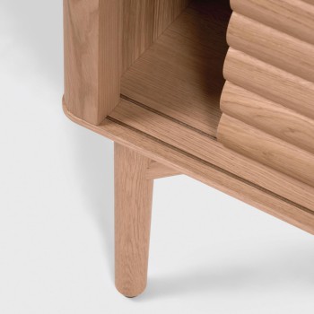 Mueble de TV Lenon de 2 puertas en madera maciza y chapa de roble 200 x 57 cm FSC MIX Crédito