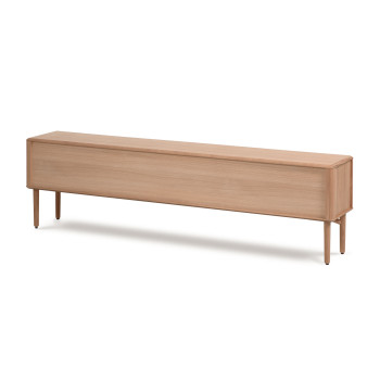 Mueble de TV Lenon de 2 puertas en madera maciza y chapa de roble 200 x 57 cm Crédito FSC MIX
