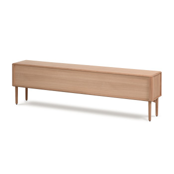 Mueble de TV Lenon de 2 puertas en madera maciza y chapa de roble 200 x 57 cm Crédito FSC MIX