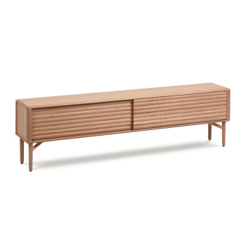 Mueble de TV Lenon de 2 puertas en madera maciza y chapa de roble 200 x 57 cm FSC MIX Crédito