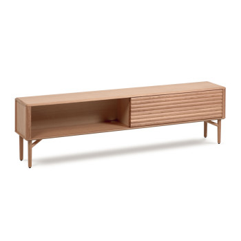 Mueble de TV Lenon de 2 puertas en madera maciza y chapa de roble 200 x 57 cm FSC MIX Crédito