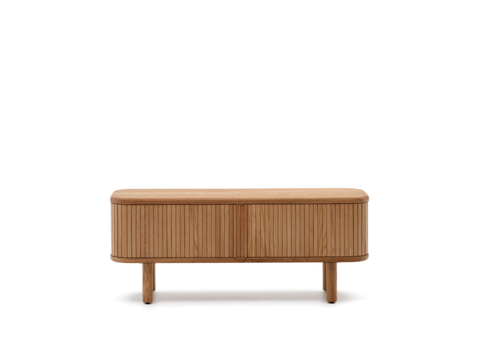 Mueble de TV Mailen de 2 puertas en chapa de fresno con acabado