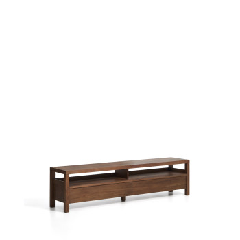 Mueble para TV Norani de madera maciza y chapa de acacia, 200 x 50 cm.