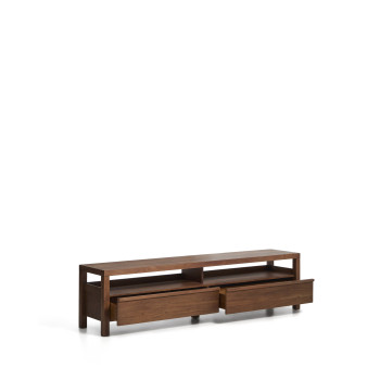 Mueble para TV Norani de madera maciza y chapa de acacia, 200 x 50 cm.