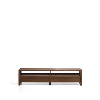 Mueble para TV Norani de madera maciza y chapa de acacia, 200 x 50 cm.