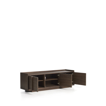 Mueble para TV Onix en chapa de nogal con acabado oscuro 150 x 47 cm FSC Mix Credit