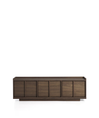 Mueble para TV Onix en chapa de nogal con acabado oscuro 150 x 47 cm FSC Mix Credit