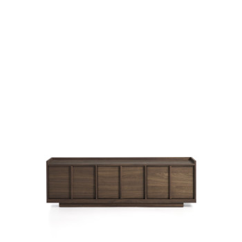 Mueble para TV Onix en chapa de nogal con acabado oscuro 150 x 47 cm FSC Mix Credit