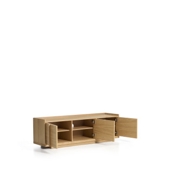 Mueble para TV Onix en chapa de roble con acabado en tono natural 150 x 47 cm FSC Mix Credit