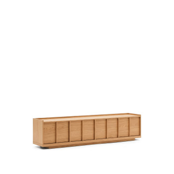 Mueble para TV Onix en chapa de roble con acabado en tono natural, 200 x 45 cm, FSC Mix Credit.