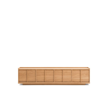 Mueble para TV Onix en chapa de roble con acabado en tono natural, 200 x 45 cm, FSC Mix Credit.