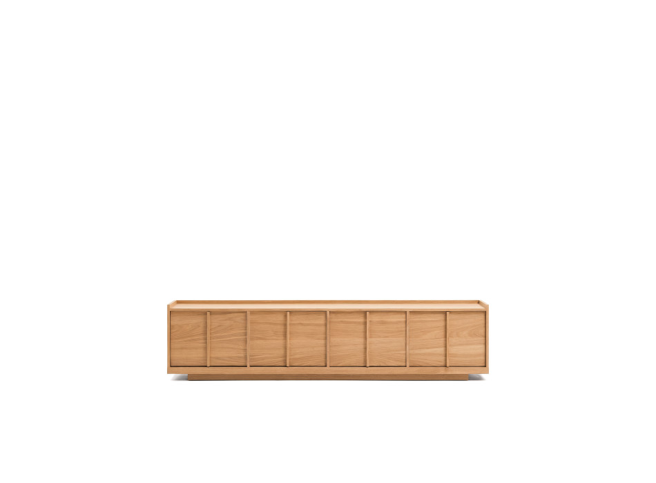 Mueble para TV Onix en chapa de roble con acabado en tono natural, 200 x 45 cm, FSC Mix Credit.