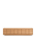 Mueble para TV Onix en chapa de roble con acabado en tono natural, 200 x 45 cm, FSC Mix Credit.