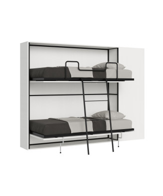 Modelo doble Kando fresno blanco con muebles - Cama doble abatible Kando comp.H fresno blanco