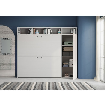 Modelo Kando doble fresno blanco con mueble - Cama abatible doble Kando comp.I fresno blanco