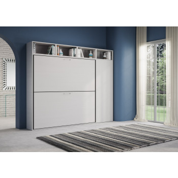 Mod. Kando doble fresno blanco con muebles - Cama abatible doble Kando comp.I fresno blanco