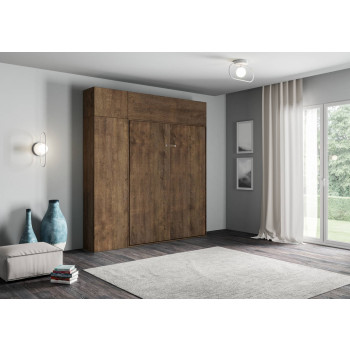 Mod. Kentaro 1 cama y media queen size 120 - Kentaro 1 cama y media queen size plegable 120 con muebles de fresno blanco