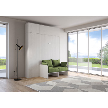 Mod. Kentaro 1 plaza y media cama con sofá de 120 - Kentaro 1 plaza y media cama abatible 120 con sofá y fresno blanco, muebles verdes