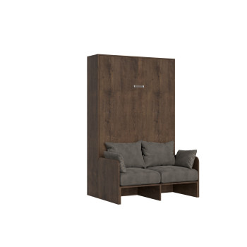 Mod. Kentaro French 140 con sofá - Cama doble abatible Kentaro 140 con sofá en fresno blanco y gris