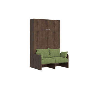 Mod. Kentaro French 140 con sofá - Cama doble abatible Kentaro 140 con sofá en fresno blanco, verde