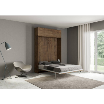 Mod. Kentaro Francese 140 - Cama doble francesa abatible Kentaro 140 con mueble alto de fresno blanco