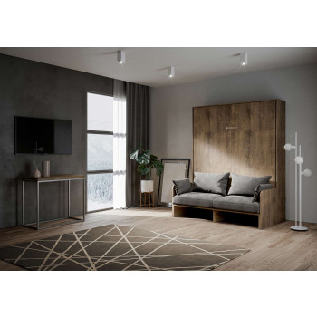 Mod. Kentaro Cama Doble 160 con Sofá - Cama doble plegable Kentaro 160 con sofá en fresno blanco, gris