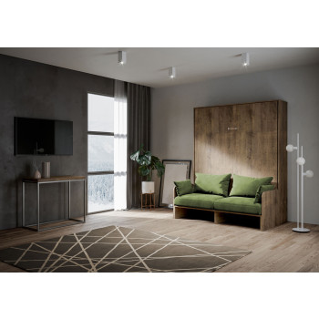 Mod. Kentaro Cama Doble 160 con Sofá - Cama doble plegable Kentaro 160 con sofá en fresno blanco, verde