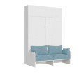 Cama doble plegable Kentaro de 160 cm con sofá y mueble de pared
