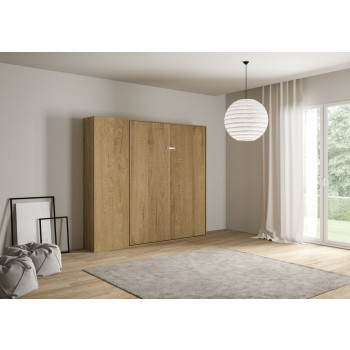 Mod. Kentaro Matrimoniale 160 - Cama doble abatible Kentaro 160 con columna de fresno blanco