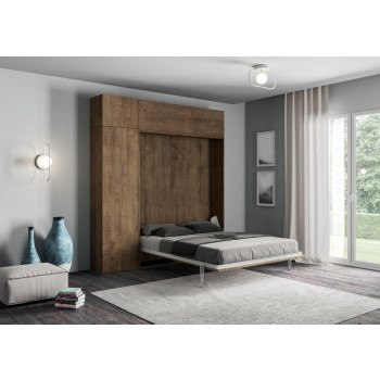 Mod. Kentaro Matrimoniale 160 - Cama doble abatible Kentaro 160 con muebles de fresno blanco