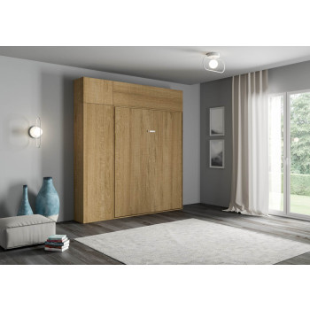 Mod. Kentaro Matrimoniale 160 - Cama doble abatible Kentaro 160 con muebles de fresno blanco