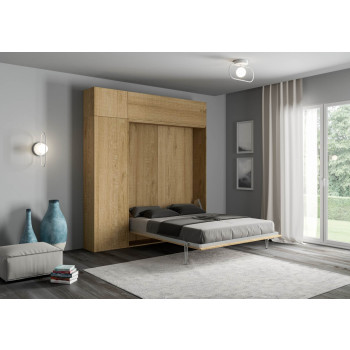 Mod. Kentaro Matrimoniale 160 - Cama doble abatible Kentaro 160 con muebles de fresno blanco