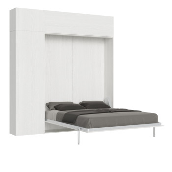 Mod. Kentaro Matrimoniale 160 - Cama doble abatible Kentaro 160 con muebles de fresno blanco