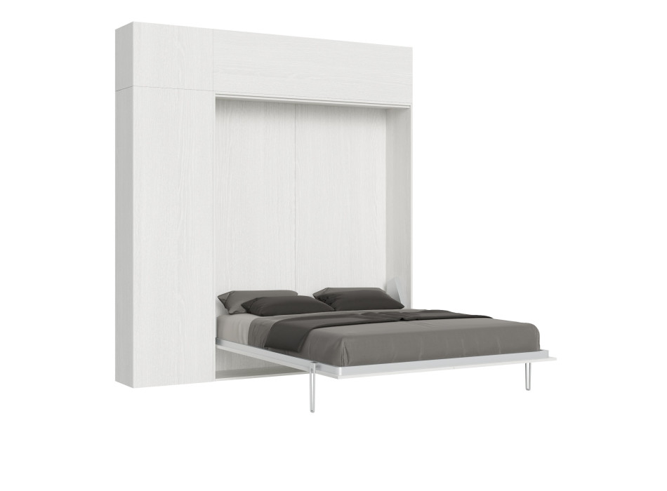 Mod. Kentaro Matrimoniale 160 - Cama doble abatible Kentaro 160 con muebles de fresno blanco