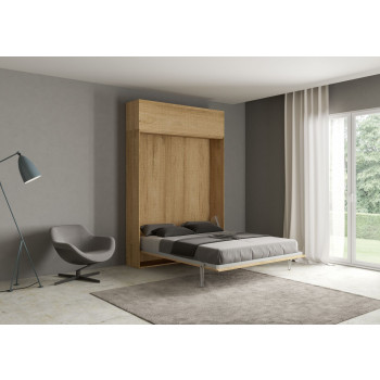 Mod. Kentaro Matrimoniale 160 - Cama doble abatible Kentaro 160 con mueble alto de fresno blanco